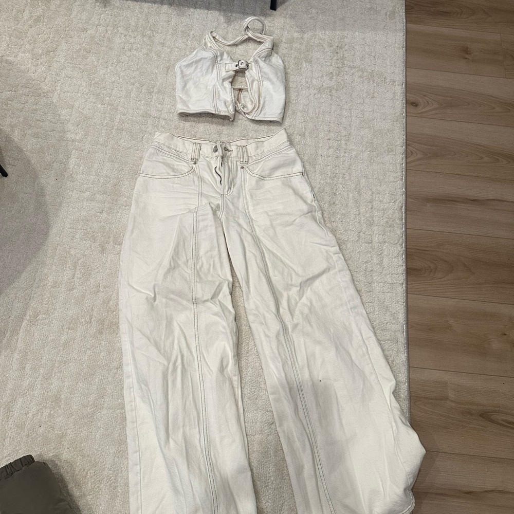 Garage White Wide-Leg Jeans for Women